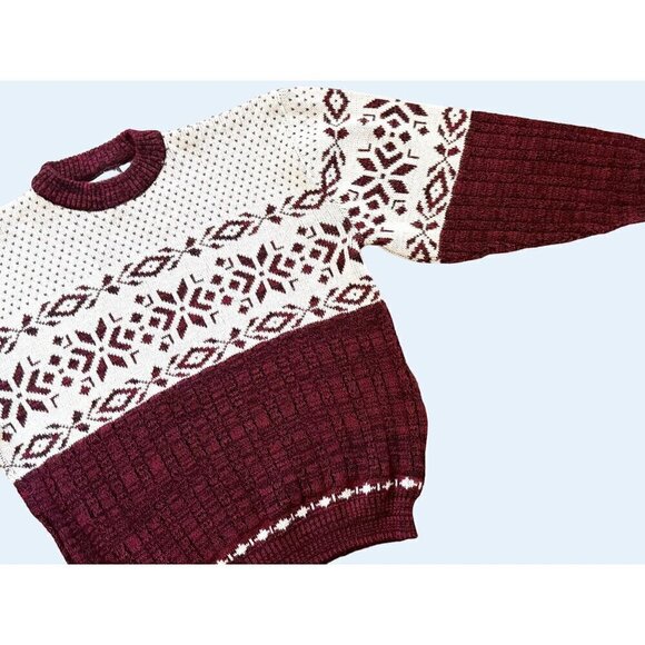 Vintage HARDWOOD & PINE 90s / 2000s Ski Grandpa Winter Print Sweater Sz L - Picture 1 of 8